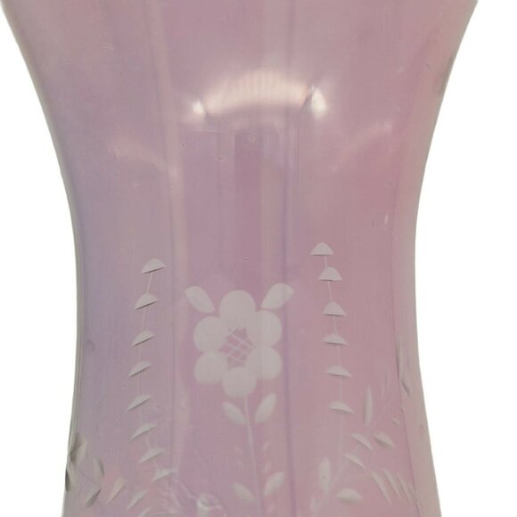 Vintage Amethyst Etched Flashed Glass Vase Light Purple Opalescent Sheen 10" VGC - Picture 6 of 7